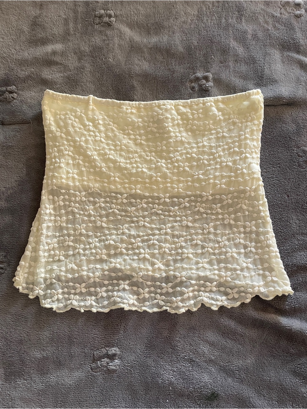 White Textured Lace Tube Top